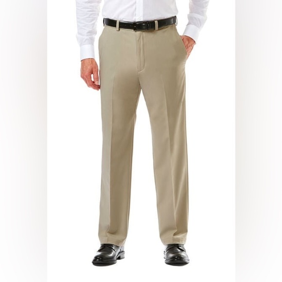 Haggar Cool 18 Pro Tan Dress Pants - Picture 1 of 6